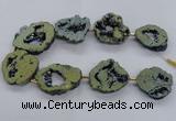 CNG2500 15.5 inches 30*40mm - 40*50mm freeform plated druzy agate beads