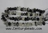 CNG2716 10*14mm - 13*18mm faceted nuggets black rutilated quartz beads