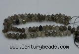 CNG2717 10*14mm - 13*18mm faceted nuggets black rutilated quartz beads