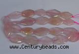 CNG2839 20*30mm - 22*35mm twisted & faceted freeform rose quartz beads