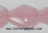 CNG301 15.5 inches 25*35mm faceted nuggets rose quartz beads