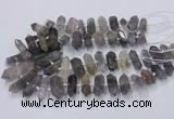 CNG3206 15.5 inches 10*25mm - 12*45mm faceted nuggets cloudy quartz beads