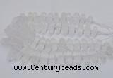 CNG3208 10*25mm - 12*45mm faceted nuggets matte white crystal beads