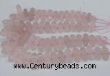 CNG3216 10*25mm - 12*50mm faceted nuggets rose quartz beads