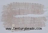 CNG3217 10*25mm - 12*50mm faceted nuggets rose quartz beads