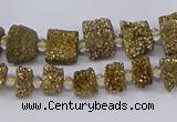 CNG3337 15.5 inches 6*8mm - 10*14mm nuggets plated druzy agate beads