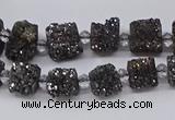 CNG3342 15.5 inches 6*8mm - 10*14mm nuggets plated druzy agate beads