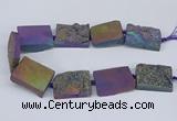 CNG3478 15.5 inches 30*40mm freeform plated druzy agate beads