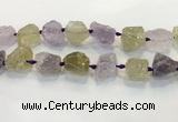 CNG3575 18*20mm - 25*30mm nuggets rough amethyst & lemon quartz beads