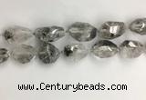 CNG3585 15*25mm - 20*30mm faceted nuggets black rutilated quartz beads