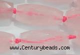 CNG374 15.5 inches 15*35mm faceted nuggets rose quartz beads