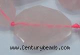 CNG481 15.5 inches 30*40mm twisted & faceted nuggets rose quartz beads