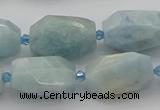 CNG5228 15.5 inches 12*16mm - 15*25mm faceted nuggets aquamarine beads