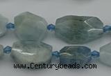 CNG5287 15.5 inches 12*16mm - 15*25mm faceted freeform aquamarine beads