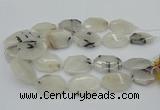 CNG5376 20*30mm - 35*45mm faceted freeform black rutilated quartz beads