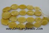 CNG5405 15.5 inches 20*30mm - 35*45mm faceted freeform yellow jade beads