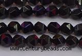 CNG5501 15.5 inches 6mm faceted nuggets black agate beads