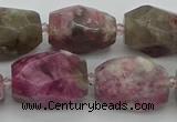 CNG5523 12*16mm - 15*25mm faceted nuggets pink tourmaline beads