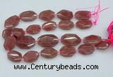 CNG5594 20*25mm - 25*35mm faceted freeform strawberry quartz beads