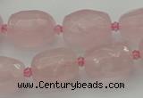 CNG5608 15.5 inches 10*14mm - 13*18mm faceted nuggets rose quartz beads