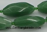 CNG5614 15.5 inches 15*35mm - 18*40mm faceted rice green aventurine beads