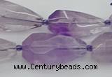 CNG5650 15.5 inches 15*35mm - 18*45mm faceted teardrop amethyst beads