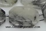 CNG5687 20*30mm - 35*45mm faceted freeform black rutilated quartz beads