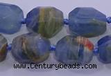 CNG5796 12*16mm - 13*18mm faceted nuggets blue calcite beads