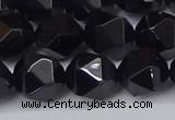 CNG6025 15.5 inches 12mm faceted nuggets black agate beads