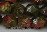 CNG6039 15.5 inches 12mm faceted nuggets unakite gemstone beads