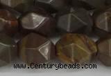 CNG6053 15.5 inches 12mm faceted nuggets coffee jasper beads