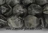 CNG6054 15.5 inches 12mm faceted nuggets grey picture jasper beads