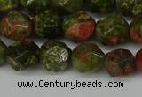 CNG6105 15.5 inches 8mm faceted nuggets unakite gemstone beads