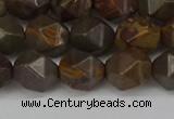 CNG6124 15.5 inches 8mm faceted nuggets coffee jasper beads