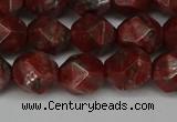 CNG6198 15.5 inches 10mm faceted nuggets brecciated jasper beads