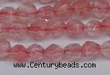 CNG6260 15.5 inches 6mm faceted nuggets cherry quartz beads