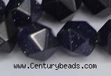 CNG6297 15.5 inches 14mm faceted nuggets blue goldstone beads