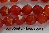 CNG6505 15.5 inches 8mm faceted nuggets red agate beads