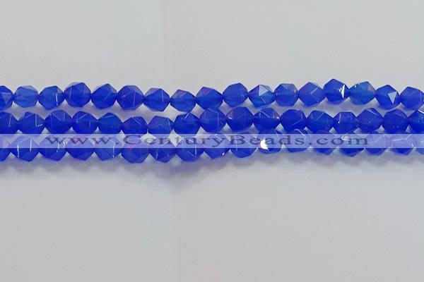 CNG6509 15.5 inches 8mm faceted nuggets blue agate beads