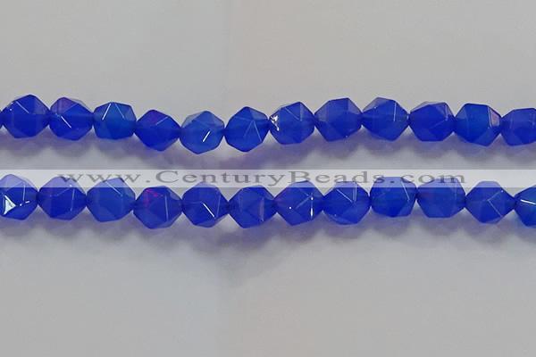 CNG6511 15.5 inches 12mm faceted nuggets blue agate beads