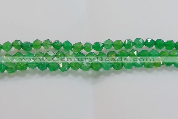 CNG6513 15.5 inches 8mm faceted nuggets green agate beads