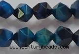 CNG6540 15.5 inches 10mm faceted nuggets blue tiger eye beads