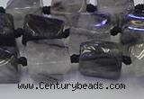 CNG6821 15.5 inches 5*8mm - 8*12mm nuggets black rutilated quartz beads