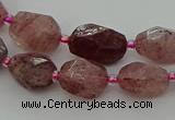 CNG6923 15.5 inches 8*12mm - 12*16mm faceted nuggets strawberry quartz bead