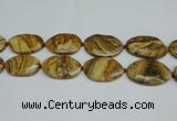 CNG7105 25*35mm - 35*45mm faceted freeform picture jasper beads