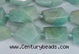 CNG7136 6*10mm - 10*14mm faceted nuggets Brazilian amazonite beads