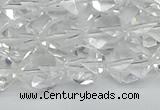 CNG7212 15.5 inches 10mm faceted nuggets white crystal beads