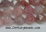 CNG7256 15.5 inches 8mm faceted nuggets strawberry quartz beads