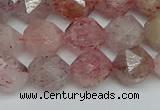 CNG7257 15.5 inches 10mm faceted nuggets strawberry quartz beads