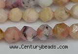 CNG7300 15.5 inches 6mm faceted nuggets pink opal gemstone beads